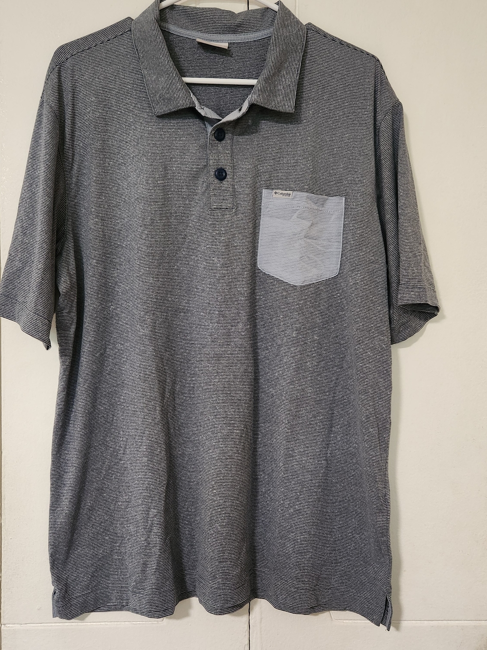 Columbia Men's Heather Grey Polo with Contrasting Chest Pocket